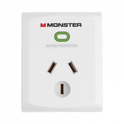 Monster Single Socket Surge Protector - White