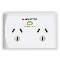 Monster 2-Socket Surge Protector - White