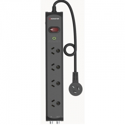 Monster 4-Socket Surge Board with RF In/Out - Black